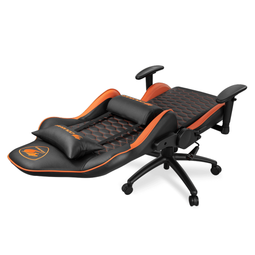 Cougar Outrider Office Gaming Chair - Ergonomic, High Back Premium Breathable PVC Leather Reclining Backrest Headrest & Lumbar Cushions, Orange/Black