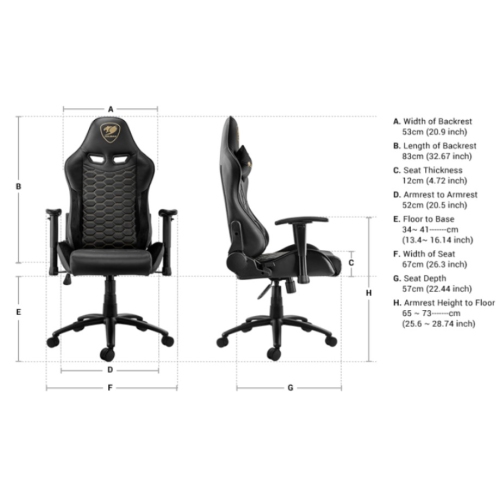 Cougar Outrider Office Gaming Chair - Ergonomic, High Back Premium Breathable PVC Leather Reclining Backrest Headrest & Lumbar Cushions, Orange/Black