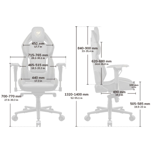 Cougar Hotrod Office Gaming Chair - Ergonomic, High Back Premium Breathable PVC Leather Reclining Backrest Headrest & Lumbar Cushions, Black/Gold