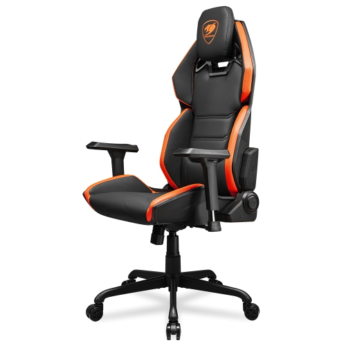 Cougar Hotrod Office Gaming Chair - Ergonomic, High Back Premium Breathable PVC Leather Reclining Backrest Headrest & Lumbar Cushions, Orange/Black