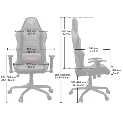 Cougar Armor Air Office Gaming Chair Dual High Back - Ergonomic, High Back Premium Breathable PVC Leather Reclining Backrest Headrest & Lumbar