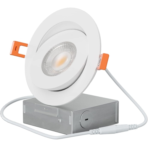 BAZZ 4 Pack Studio 3000K Integrated LED Recessed Light, Gimbal fixture, Matte White, DISK360W4