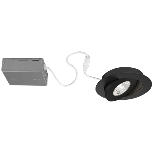 BAZZ Integrated LED Complete Directional 4" Recessed Light Fixture Matte Black Dimmable 4CCT Kelvin select 2700-3000-4000-5000K + switch,