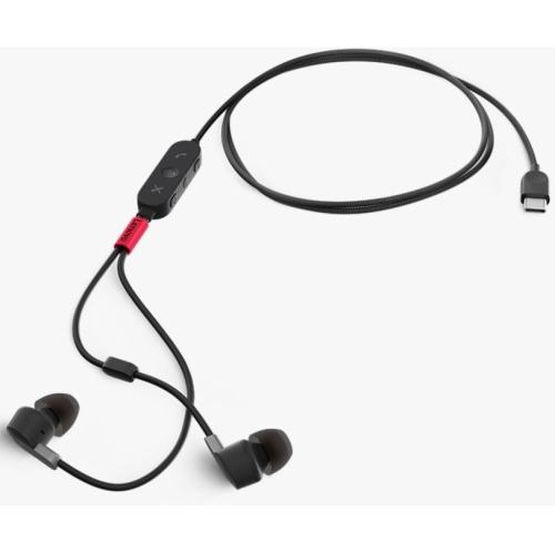 Lenovo In-Ear Active Noise Cancelling Headsets with Mic - Thunder Black