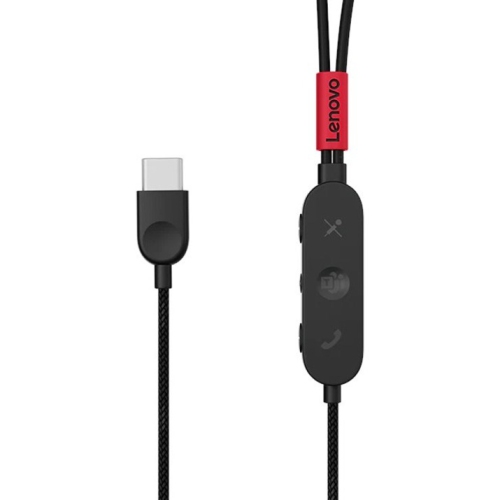 Lenovo In-Ear Active Noise Cancelling Headsets with Mic - Thunder Black