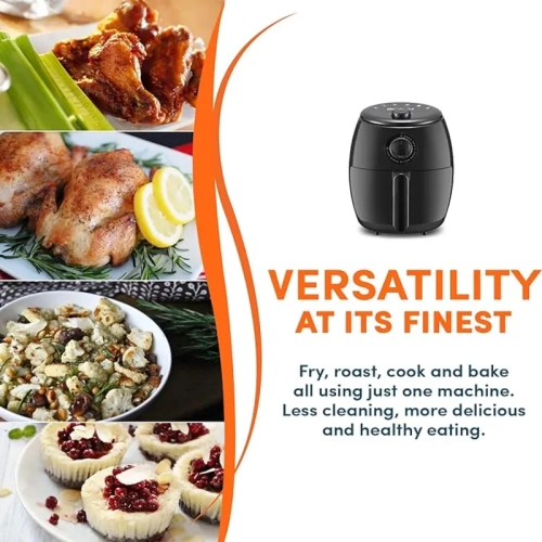 Elite Gourmet EAF-0201 2.1 Quart Electric Hot Air Fryer - Oil-Less Healthy Cooking, Timer & Temperature Controls | Space-Saving, PFOA/PTFE Free, 1000W