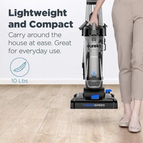 Eureka PowerSpeed Bagless Upright Vacuum Cleaner with Pet Turbo - Black | High Performance Cleaning for Pet Owners