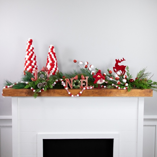 6' Red and White Beaded Peppermint Candy Christmas Garland Unlit