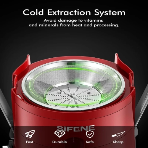 High-Speed Juice Extractor | 2.5" Large Feed Chute | 3-Speed Control | Cold Press Technology | Easy Clean | BPA-Free | Compact Design - Red