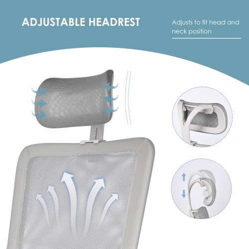 Ergonomic Office Chair with Adjutable Headrest and Lumbar Support, Height Adjustable Task Chair High Back Computer Chair Executive Desk Chair with