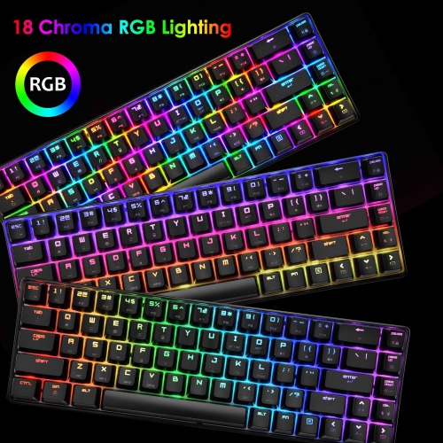 Gaming Keyboard 18 Chroma RGB Backlit Keyboard with Type C Brown Switches 68 Keys Anti-ghosting Wired Gaming Keyboard for PC/Mac Gamer, Typist,