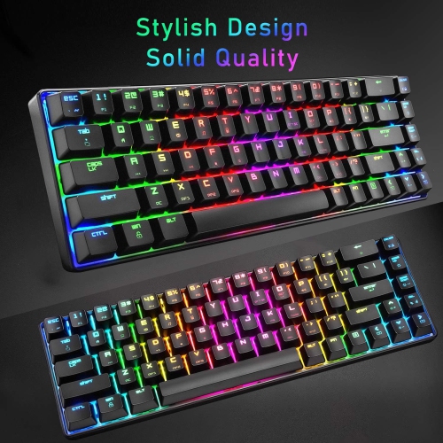 Gaming Keyboard 18 Chroma RGB Backlit Keyboard with Type C Brown Switches 68 Keys Anti-ghosting Wired Gaming Keyboard for PC/Mac Gamer, Typist,