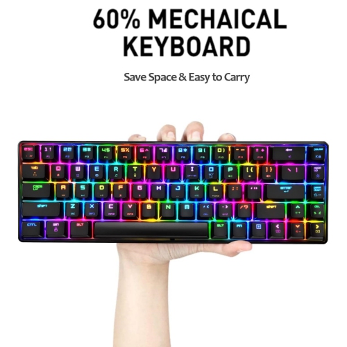 Gaming Keyboard 18 Chroma RGB Backlit 60% Percent Keyboard with Type C Red Switches 68 Keys Anti-ghosting Wired Gaming Keyboard for PC/Mac Gamer,
