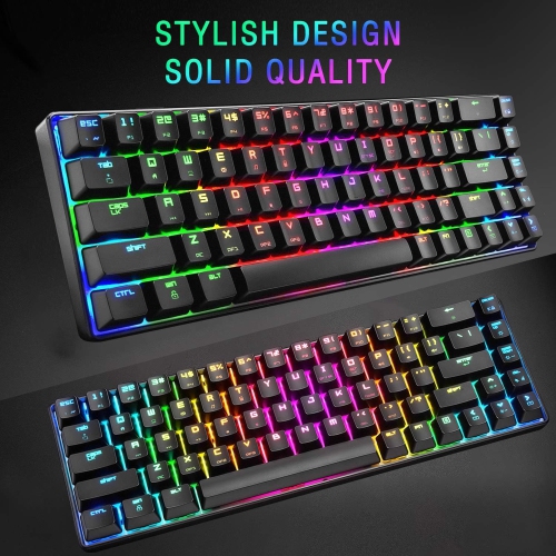 Gaming Keyboard 18 Chroma RGB Backlit 60% Percent Keyboard with Type C Red Switches 68 Keys Anti-ghosting Wired Gaming Keyboard for PC/Mac Gamer,