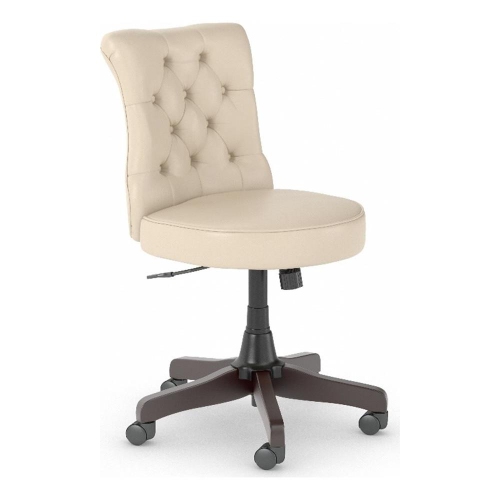 BUSH  Cabot Mid Back Tufted Office Chair In Antique Leather In White