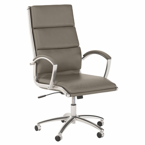 BUSH BUSINESS  Studio C High Back Leather Executive Office Chair Washed Leather In Gray