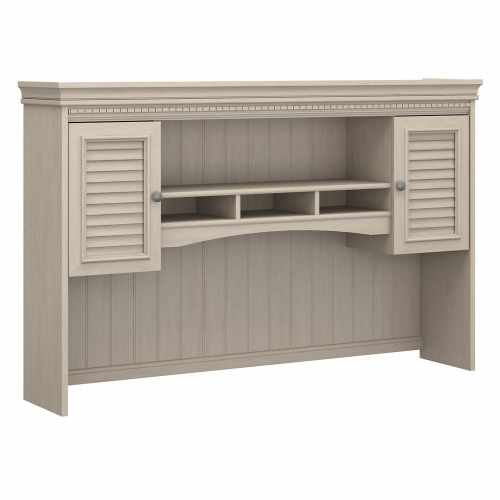 BUSH FURNITURE  Fairview 60W Hutch for L Shaped Desk, Antique In White