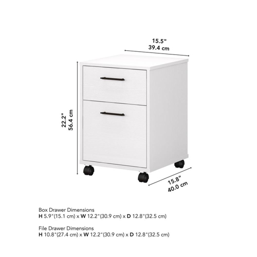 Bush Furniture Key West 2 Drawer Mobile File Cabinet in Pure White Oak