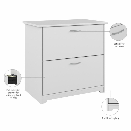 Bush Furniture Cabot 2 Drawer Lateral File Cabinet, White