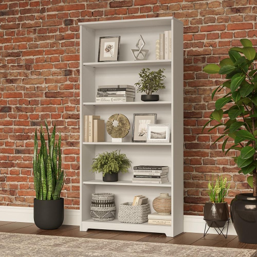 Bush Furniture Cabot Tall 5 Shelf Bookcase in White
