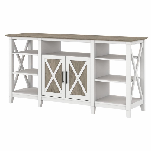 BUSH FURNITURE  Key West Tall Tv Stand for 65 Inch Tv In Pure And Shiplap Gray In White