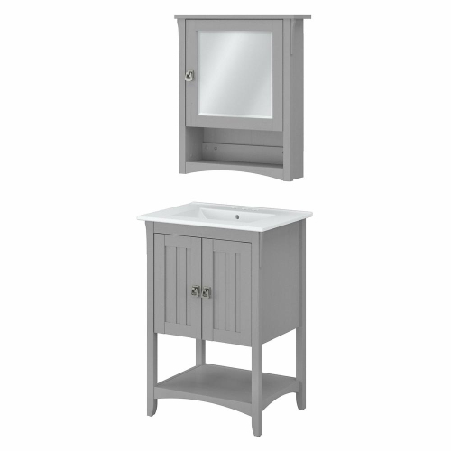 Bush Furniture – Armoire de rangement pour salle de bain Salinas avec portes