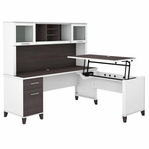 Sit to stand l deals shaped desk with hutch