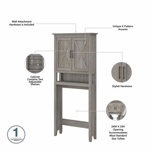 Key West Over The Toilet Storage Cabinet in Driftwood Gray - Engineered Wood