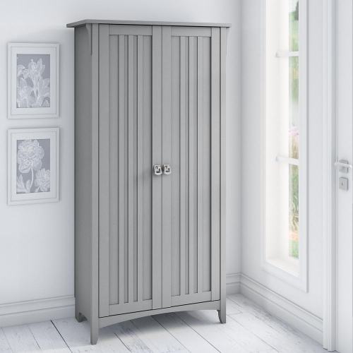 Bush Furniture Salinas Tall Storage Cabinet with Doors, Cape Cod Gray