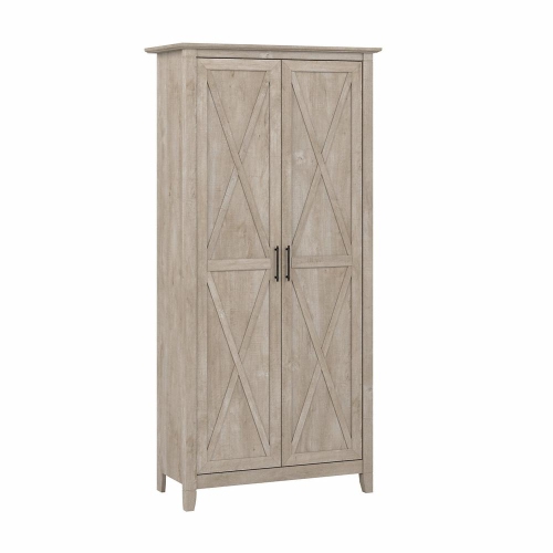 Bush – grande armoire de rangement Key West avec portes, gris délavé