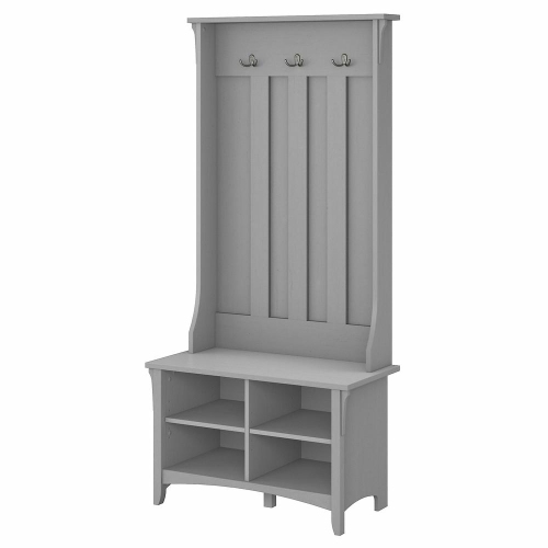 Bush Furniture – Portemanteau Salinas avec banc de rangement pour chaussures Cape Cod, gris