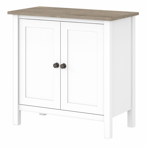 BUSH FURNITURE  Mayfield Accent Storage Cabinet With Doors, Shiplap Gray/pure In White