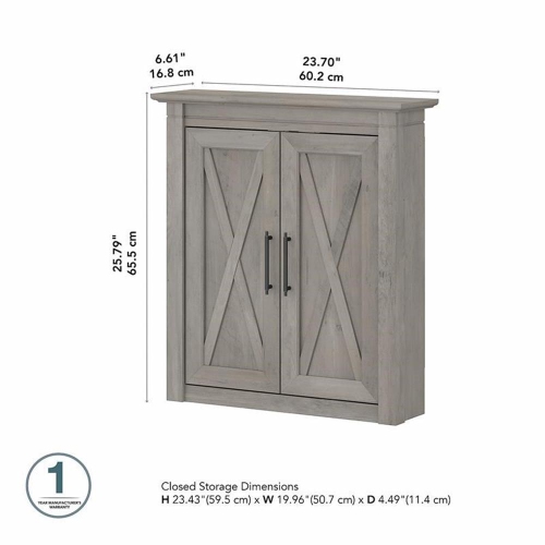 Key West Bathroom Wall Cabinet with Doors in Driftwood Gray - Engineered Wood