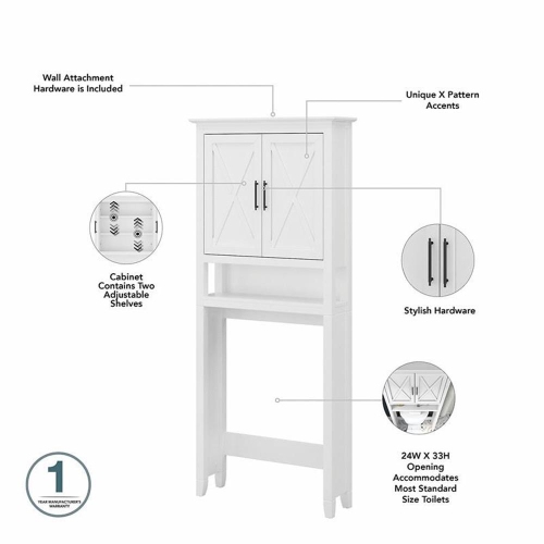 Key West Over The Toilet Storage Cabinet in White Ash - Engineered Wood