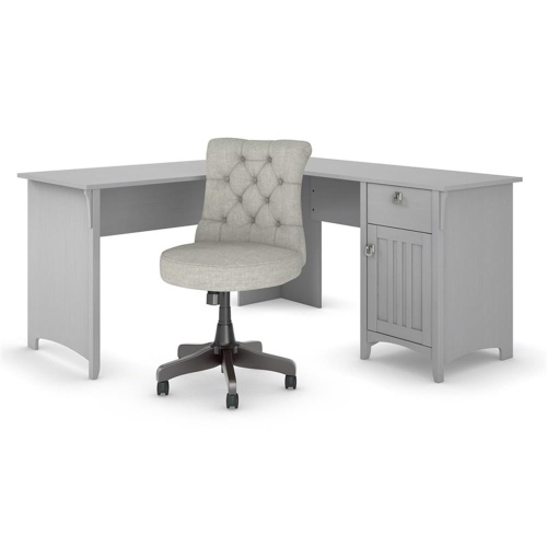 Bush Salinas Engineered Wood L-Shaped Desk and Chair Set in Cape Cod Gray