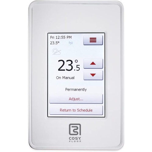 COSYFLOOR  T5268 Electric Radiant Floor Heating Touchscreen Programmable Thermostat Compatible \w Multiple 120V / 240V Warming Cables for Indoor