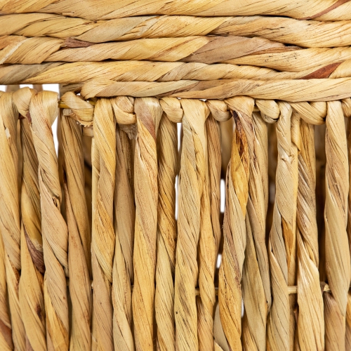 Set of 3 Textured Woven Water Hyacinth Rustic Storage Baskets with Handles 15.75"