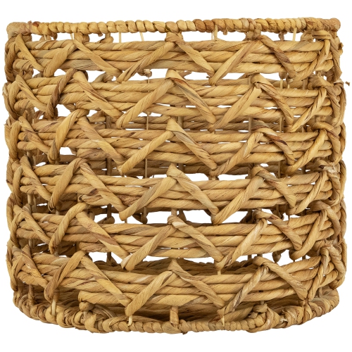 Set of 2 Wood-tone Open Fishtail Water Hyacinth Baskets with Built-in Handles15.75"