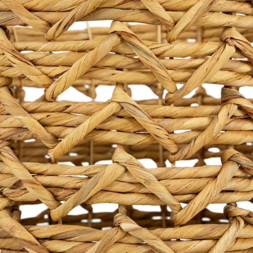 Set of 2 Wood-tone Open Fishtail Water Hyacinth Baskets with Built-in Handles15.75"