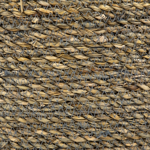 Set of 3 Dark Brown Round Seagrass Storage Baskets with Braided Handles 13.5"