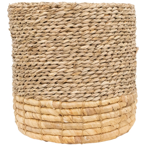 Set of 3 Textured Woven Round Seagrass Baskets 13.75"