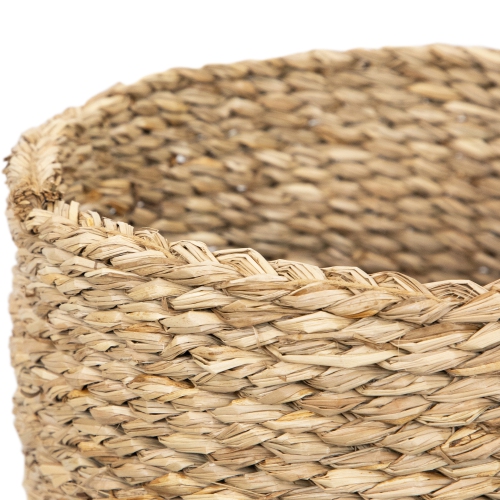 Set of 3 Textured Woven Round Seagrass Baskets 13.75"