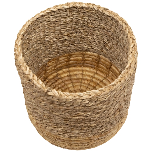 Set of 3 Textured Woven Round Seagrass Baskets 13.75"