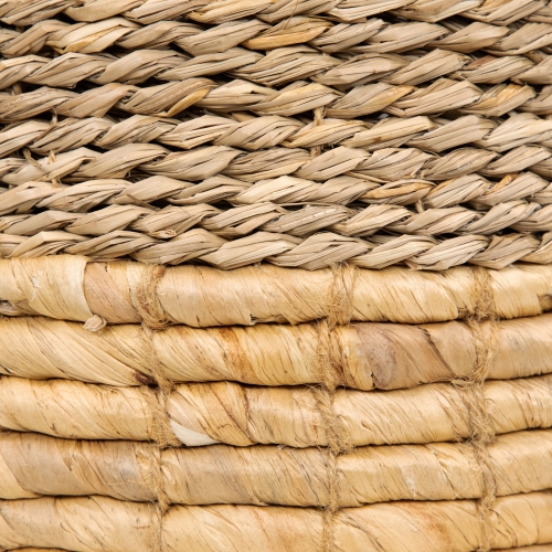 Set of 3 Textured Woven Round Seagrass Baskets 13.75"