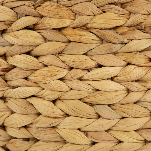 Set of 2 Beige Textured Water Hyacinth Woven Storage Baskets with Handles - 15.75"