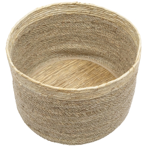 Set of 3 Twisted Weave and Zig Zag Sewn Seagrass Storage Baskets 16.5"