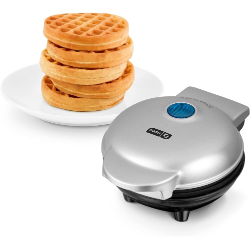 Dash Mini Maker: The Mini Waffle Maker Machine for Individual Waffles, Paninis, Hash browns, & other on the go Breakfast, Lunch, or Snacks - Silver