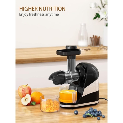 Wamife Slow Masticating Juicer Machine, Cold Press Juicer Extractor, 2 Modes & Reverse Function