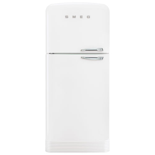 Réfrigérateur à congélateur supérieur 19,2 pi³ 32 po à distributeur de glaçons rétro de Smeg - Blanc