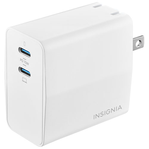 Insignia Dual Port 70W USB-C Wall Charger - White